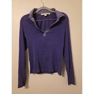 🟣 Vintage Y2K Tommy Hilfiger Ribbed Collared Top